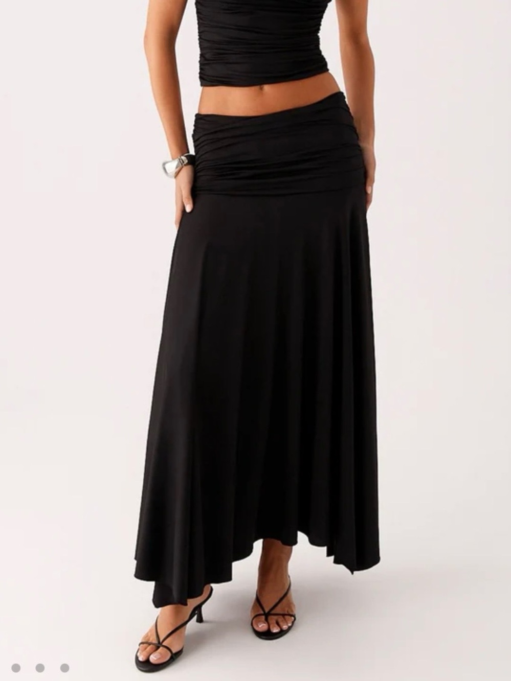 NWT Peppermayo Liana Ruched Maxi Skirt Black Size 18